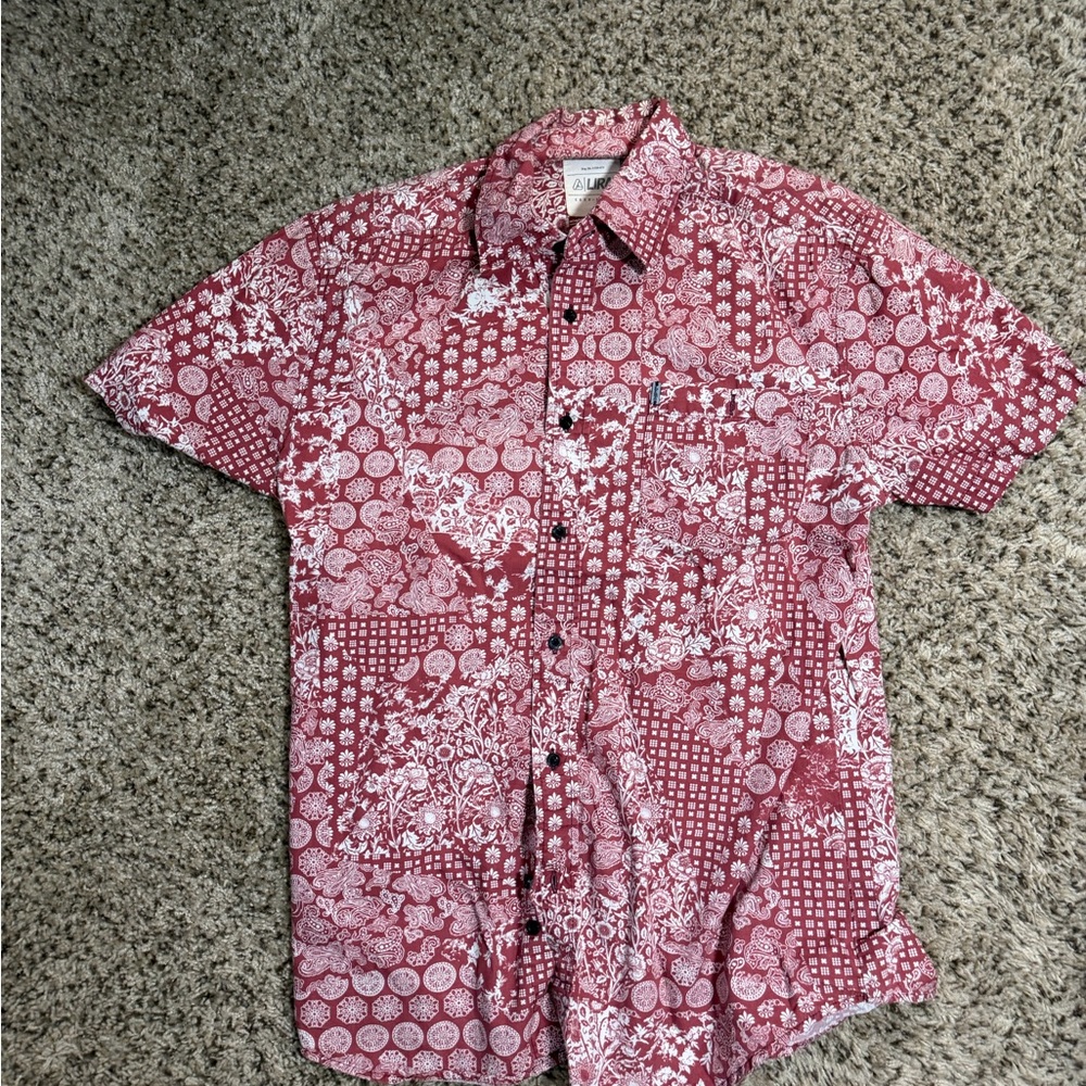 LIRA Men's Red & White Bandana-Print Short-Sleeve Button-Down Shirt